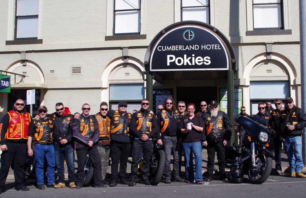 About 80 members of the Bandidos Motorcycle Club gathered at the Cumberland Hotel in Castlemaine last Saturday for lunch to support the Parma for a Farmer campaign.