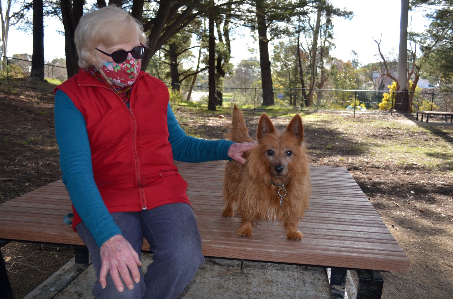 Pamela and 'Megsy' enjoy their first visit to the Wesley Hill Dog Park on Wednesday.