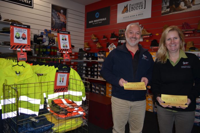 Hip Pocket Castlemaine's Darren and Trudy Gundy are proud to support the Golden Ticket promotion.