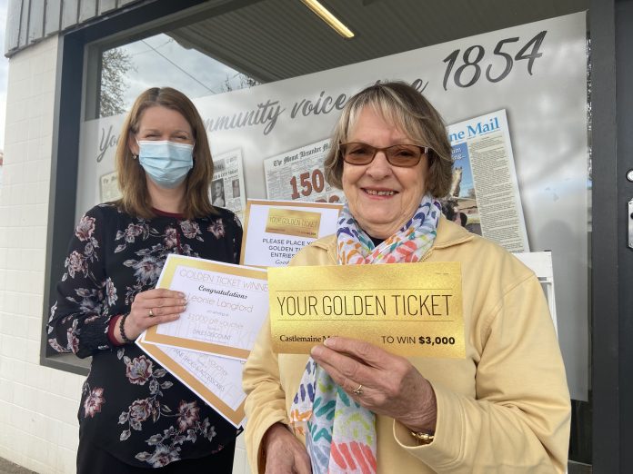 Castlemaine Mail advertising representative Tammy Harman is pictured with our lucky Golden Ticket winner Leonie Langford.