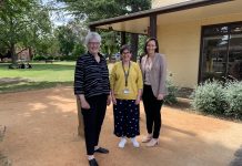 Hospital consultation closes Sunday Castlemaine Health board chair Peggy Ronnau, CEO Sue Race and Maldon Hospital board chair Vanessa Healy are pictured at Monday's drop-in consultation session at the Ray Bradfield Rooms.