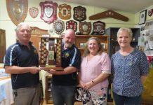Colonel Bull Trophy event celebrates club’s 160th The winners of the Colonel Bull Trophy Alan Mills and Mick Goritchan are pictured with Cheryl Looby and Maree Edwards.