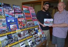 Celebrating Hot Rods Downunder Graffiti Publications Alistair and Larry O'Toole are pictured with new book Hot Rods Downunder.