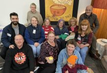 Castlemaine Safe Space opens its doors to those in need HALT founder Jeremy Forbes (left) and mayor Cr Bill Maltby (right) are pictured with Castlemaine Safe Space Working Group members and volunteers at the new space on Friday, with a candle of remembrance which was lit in memory of those lost and the artwork which features on the Safe Space banners.