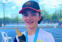 National win for Lewis! Castlemaine tennis star and Tennis Victoria representative Lewis Murray is proudly pictured with his trophy after Sunday's win.