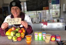 Castlemaine Goldfields Football Club kicking fruit and veg goals