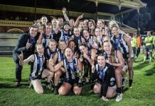 Fairytale finish for Magpie Women’s side in AFL Central Vic The Magpie Women celebrate their much deserved victory. Photo: SAA Imaging.