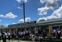 Bowlers on a roll Don Barnett and lady president Alene Jolme rolled the first bowl to commence the new season.