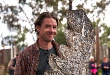 Lot 19 Sculpture Prize winners celebrated Joel Sorenson (pictured) was the joint winner of The Green Folly Prize at Saturday's event. Photo: Craig Gaston.