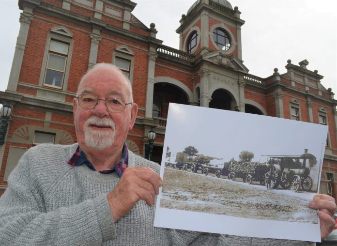 Castlemaine Old Pioneers and Residents Association secretary Wilson Bunton is pictured with one of the incredible images which will feature in this weekend’s exhibition at the Castlemaine Town Hall.