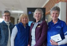 Triples tournament contested at Harcourt The Golden Square team of Lorraine Clarkson, Sue Flint, Jenni Holborn were the winners on the day and are pictured with sponsor Di Selwood of Property Plus.