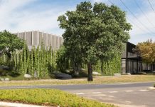 Supermarket development remains in limbo An artwork of the proposed supermarket on the approach to Castlemaine.