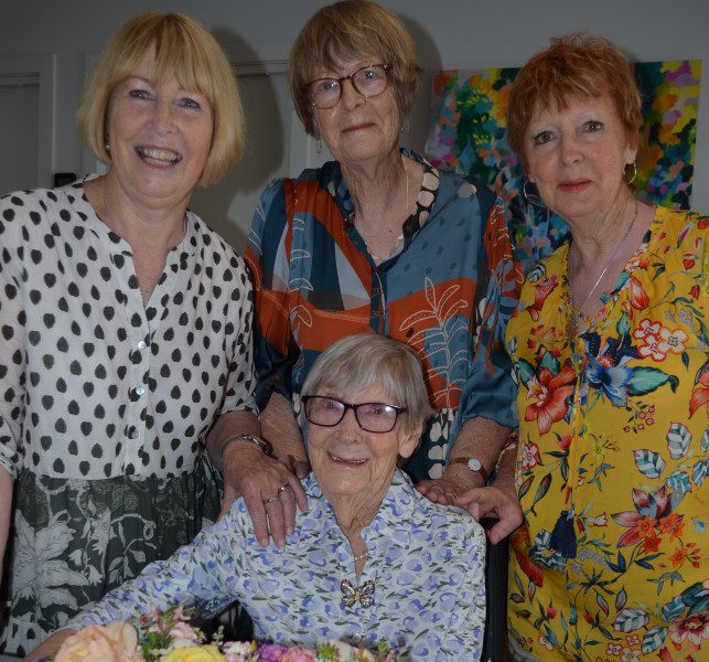 Centenarian Dorothy Scholten is proudly pictured with her daughters Helen McClure, Julie Walmsley and Linda Bright.