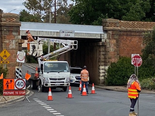 The Forest Street overpass was repainted in late November. Photo: Bill Wiglesworth.