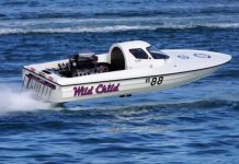 High octane speed boat racing at Lake Eppalock Darren Robinson's Wild Child will be among the boats competing in the U/ L Displacement (Norm Day Memorial).