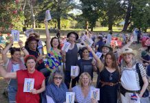 Castlemaine Fringe launches 2023 festival program Fringe Festival board and working group members celebrate the launch of the 2023 program on Sunday. Photo: Lisa Dennis.