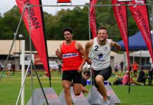 Runners shine at Castlemaine Gift Former Gift winner Nathan Riali and Nicholas Antonino race across the line in the semi final of the 70m event. Photo: Jamesons Photography.