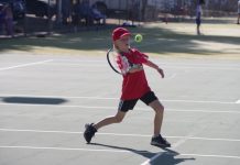 Castlemaine District Tennis Association semis decided A local tennis player competes in semi final action at Lawn last Saturday. Photo: Max Lesser.