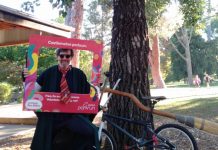 A magical Parkrun Parkrun participant Professor Paddy (aka Patrick O'Sullivan ) and his Nimbus 2000 bike-assisted broom.