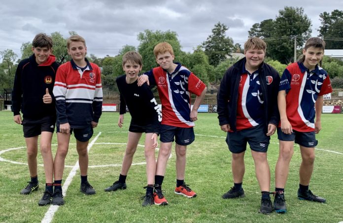 The Maldon boys are warming up for the three legged races - just some of the fun to be had at this year's RACE YA Family Fun Day in Maldon. Photo: Jade Jungwirth.