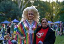 Castlemaine celebrates ‘Pride’ Polly Filla and Dhelkaya Health's LGBTQIA+ Wellbeing Officer Sherene Clow are all smiles at Saturday's picnic. Photo: Craig Gaston.