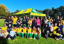 Castlemaine Goldfields sides kicking goals The Castlemaine Goldfields Senior Women, their friends and family kicked-off Mother's Day with a sunny match at Chewton. Photo: Castlemaine Goldfields GC.