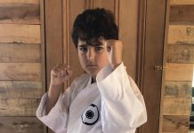 Karate student making a splash