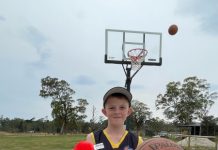 Star of the court: Jai Blundell Jai is proudly pictured in his Kyneton Tigers colours.