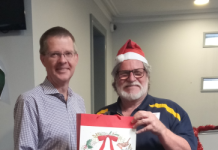 Wintringham residents celebrate Wintringham Deputy CEO Michael Deschepper is pictured with Rotary president Terry Murphy.