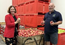 Chesters returned for fifth term She'll be apples! Bendigo Federal MP Lisa Chesters is pictured with the Little Red Apple's Simon Frost during a recent visit to Mount Alexander.
