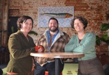 Micro and Small Business Day to inspire Local artists Lisa Major (Subgreen Gallery), Loudon Cooper (Terra Ceramics) and Bridget Farmer (Printmaker and Illustrator) look forward to leading the 'Creative Business in Practice' panel at Shedshaker Brewing as part of this Friday's Micro and Small Business Expo in Castlemaine. Photo: Lisa Dennis