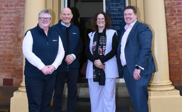 L-R: Dr Bron Willis and John Wellington, VLSB CEO and Commissioner Fiona McLeay and Law Institute Victoria Adam Awty.