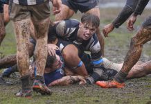 Magpies valiant in the mud