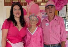 Gay celebrating the day with her daughter Kate and husband Brian.