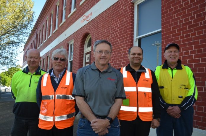 Flowserve TKL team members Machine Shop Supervisor Tyrone Rice, Project Engineer Machining Tony Norris, David Lawrence, Manufacturing Manager Samir Verma, and Production Supervisor Greg Cue are looking forward to tomorrow's celebration.