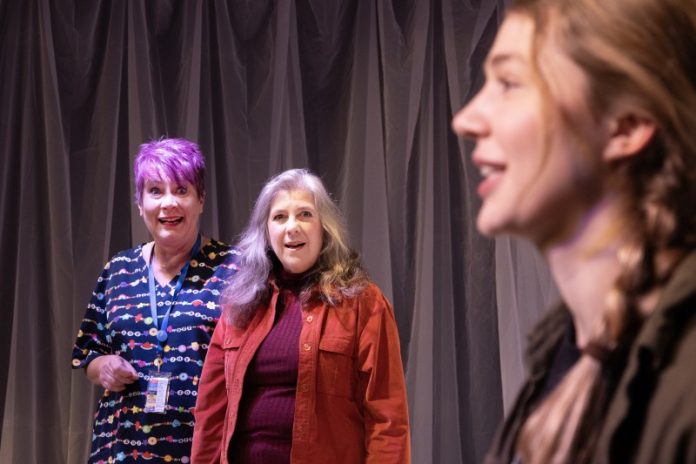 Castlemaine Theatre Company's (L-R) Jane Montgomery Griffiths (plays Allie), Kate Stones (plays Gwen) and Laura Elliott (plays Tess). Photo: Stephen Mitchell.