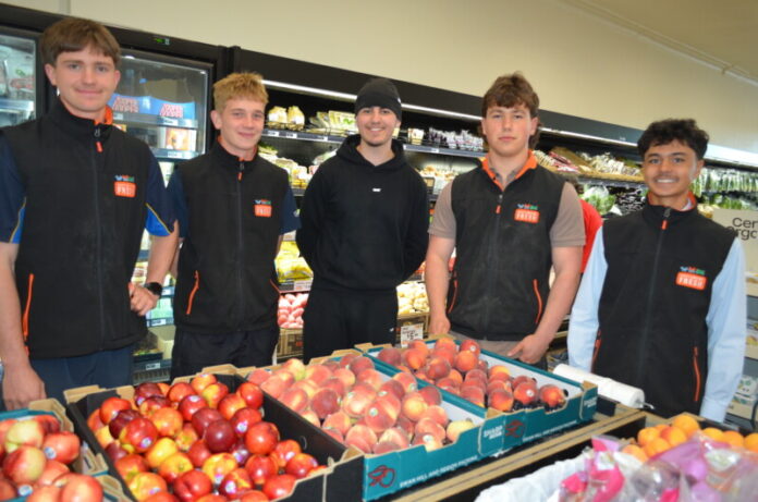 Castlemaine Fresh staff members Ben (17), Max (16), Ari (16), Will (18) and Rohan (17) say they enjoy the positive work environment and encouragement they have received since joining the local team.