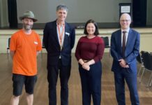 Town Hall to undergo major electrification upgrade Cr Lucas Maddock, Mayor Cr Toby Heydon, Lisa Chesters MP, and CEO of Mount Alexander Shire Council Darren Fuzzard.