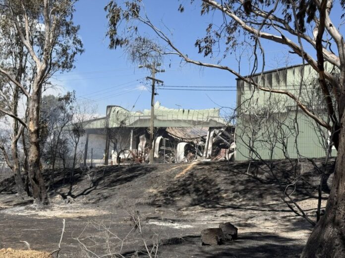 The Harcourt Coolstore is among 50 structures (homes and sheds) destroyed in the fire. Photo: Musk Fire Brigade.