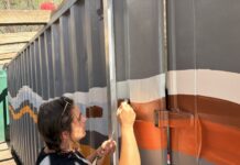 Nalderun project takes shape Grace Coff works to create the new mural.