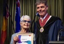 Shire citizens celebrated Maldon resident Nancy Whittaker was awarded the 2026 Citizen of the Year by Mayor Toby Heydon. Photo: Diana Domonkos.