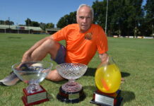 Runners converge for Castlemaine Gift Castlemaine Gift organiser Darryl Nettleton is pictured with some of the incredible prizes which will be up for grabs this Sunday. Photo: Lisa Dennis.