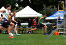 Castlemaine Gift stars shine in the wet Canberra's Brendan Matthews claims the honours in the Men's 120 metre Castlemaine Gift. Photo: Jamesons Photography