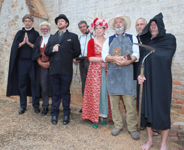 The cast of 'From the Former Courthouse to the Old Castlemaine Gaol' are pictured during rehearsals at the Castlemaine Historical Society's Headquarters at the Former Courthouse earlier this week. Photo: Lou Citroen.
