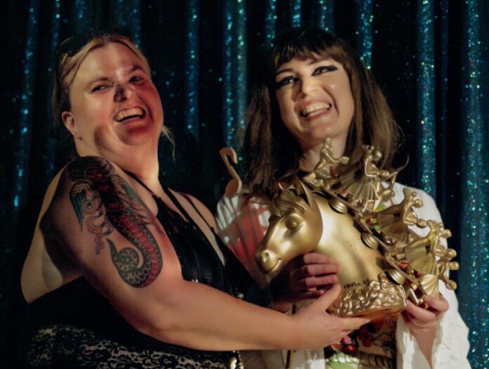 Spirit of Idyll joint winners Pixy and Jen Moore celebrate their win. Photo: Diana Domonkos.