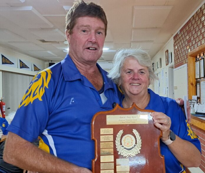 Rice Two Bowl Triples champions Rod and Libby Harris. Absent: Brett Jenkinson.