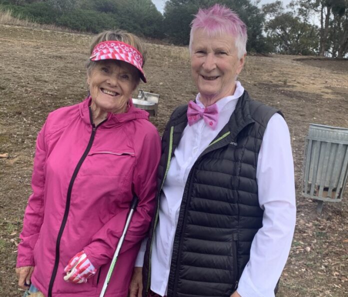 Best Dressed Fleur Smith and Jean Carmichael get set to hit the fairway.