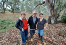 Artist Kirsten Moegerlein, and Patrick Kavanagh and Asha Bannon from Newstead Landcare are excited about the new project.