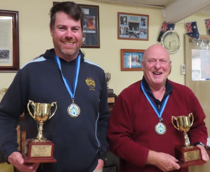 The day's winners Dan McColl and Sam Swagemakers are pictured with their trophies.