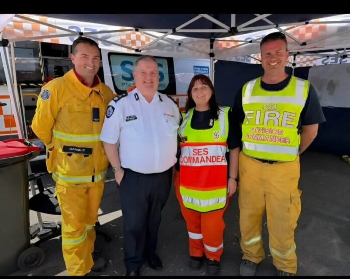 SES volunteer Wendy Hayes at the Ravenswood staging area in January.